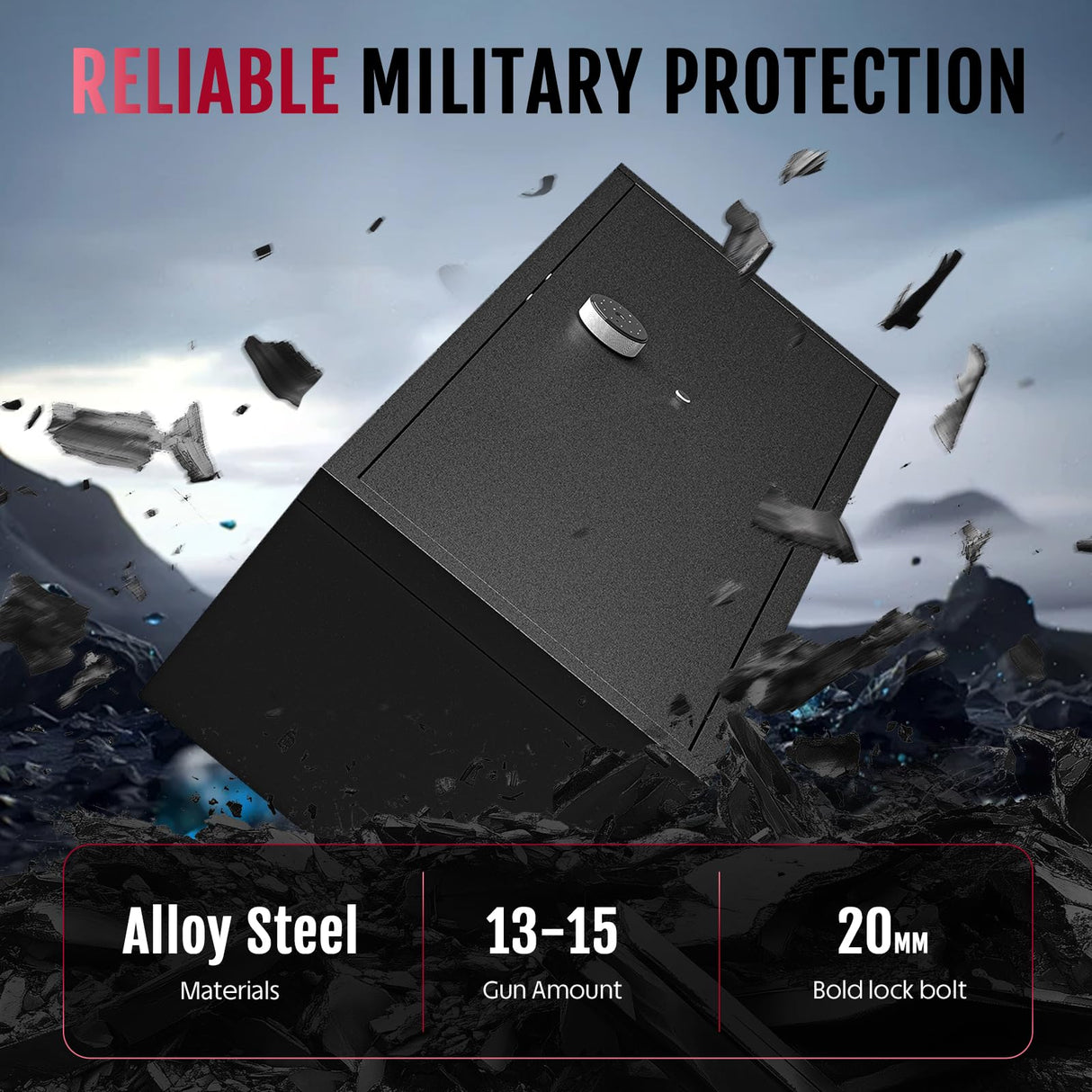 KAER 12-15 Gun Safe, Biometric Gun Safes, Rifle Safe, Gun Safe for Rifles and Pistols, Gun Cabinet, Fingerprint Gun Safes for Rifles,Gun safes for Home & Hunting with Gun Racks and Removable Shelves KAER