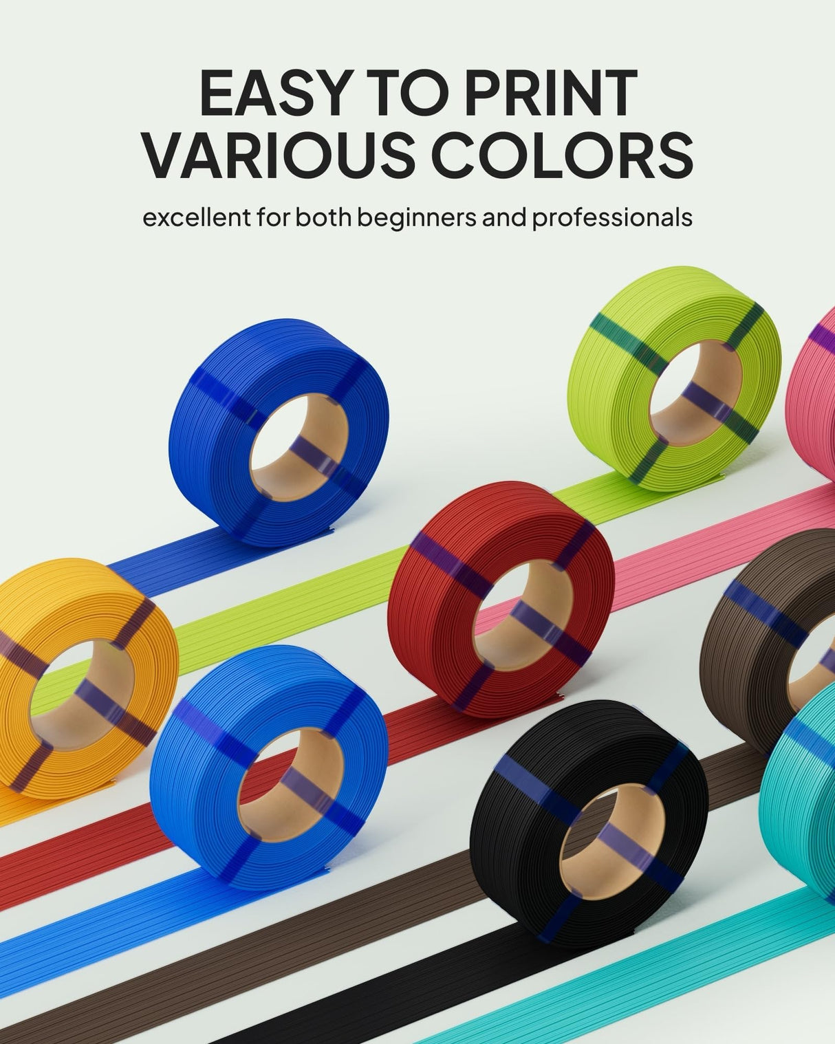 ELEGOO PLA Basic Refill Filament 1.75mm Black 1KG, 3D Printer Filament No Spool Dimensional Accuracy +/- 0.02mm, 3D Printing PLA for Reusable Spool Refilling ELEGOO