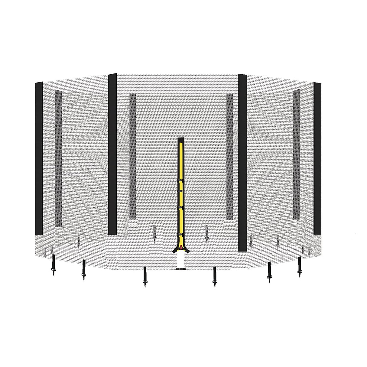 12ft Trampoline Net - Replacement Enclosure Safety Net for 8 Poles Round Frames Trampoline with Double Zipper and Protection Buckles Biggun