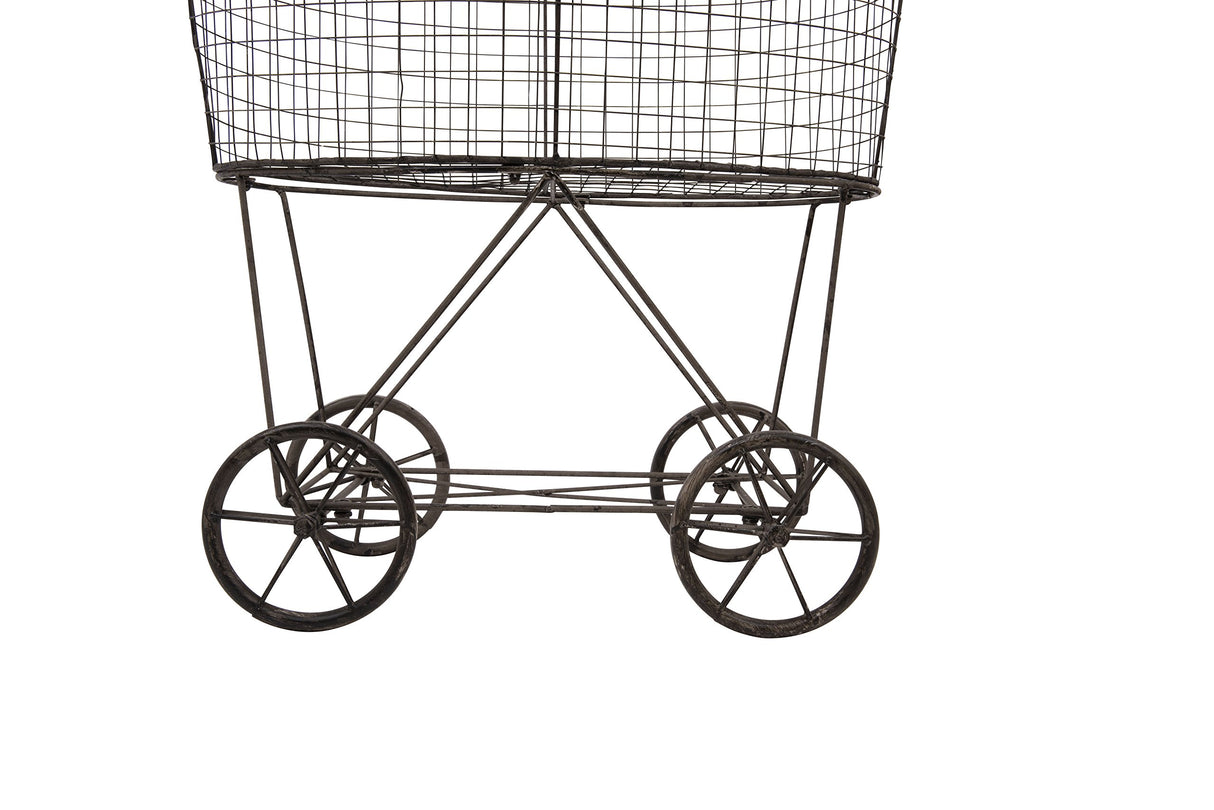 Creative Co-op Vintage Metal Laundry Basket with Wheels 25" x 15" x 26 3/4" (W x D x H) Creative Co-Op