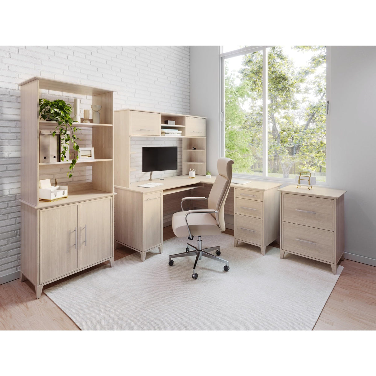 Realspace® Koru 60"W Hutch for Koru L-Shaped Or Straight Computer Desks, Natural Oak Realspace