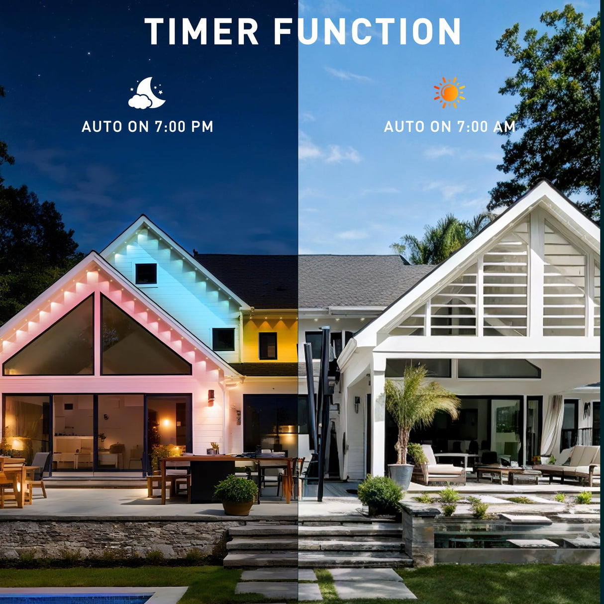 YIBULAYIN 100FT Permanent Outdoor Lights Waterproof, Smart RGB Eaves Lights with App/Remote Control, DIY Scene Modes, LED Outdoor Lighting for Christmas Holidays Daily Party House Roof Lighting YIBULAYIN