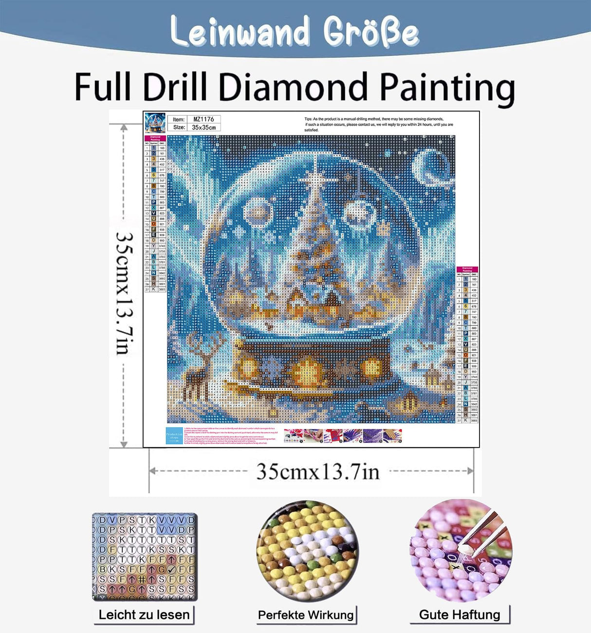 Benjenes Christmas Diamond Art Kits for Adults, Diamond Painting Kits for Adults, 5D DIY Round Drill Gem Art Paint with Diamonds Dots Crafts Kits for Home Decor Gift 14x14inch Benjenes