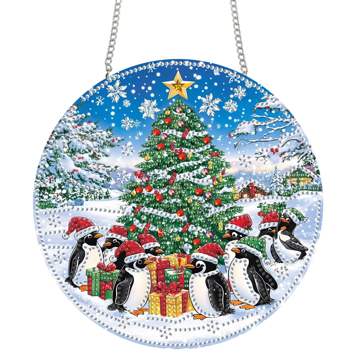 Yomiie Christmas Tree Sun Catcher Window Hanging - DIY Double Sided Diamond Painting Pendant Kit, Acrylic Diamonds Art Ornament for Front Door Sign & Indoor/Outdoor Garden Christmas Decor(8x8 inch) Yomiie