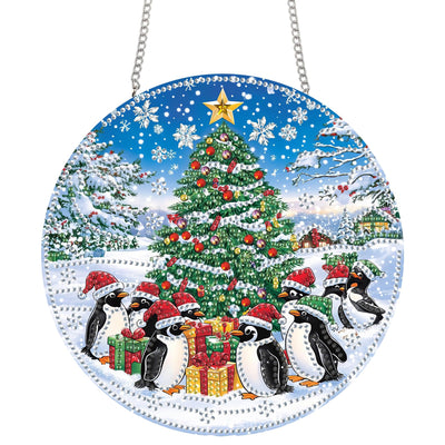 Yomiie Christmas Tree Sun Catcher Window Hanging - DIY Double Sided Diamond Painting Pendant Kit, Acrylic Diamonds Art Ornament for Front Door Sign & Indoor/Outdoor Garden Christmas Decor(8x8 inch)