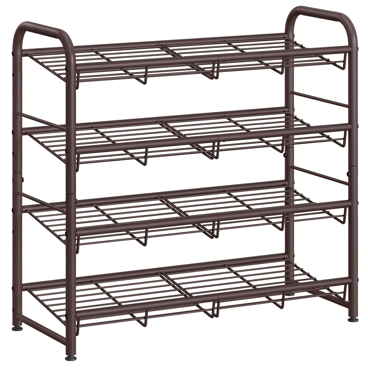 SONGMICS Shoe Rack, 4 Tier Shoe Organizer for Closet, Holds up to 16 Pairs of Shoes, Shoe Rack for Front Door Entrance, Metal Shoe Shelf with Adjustable Tilt Angle, for Entryway, Garage, Bronze SONGMICS