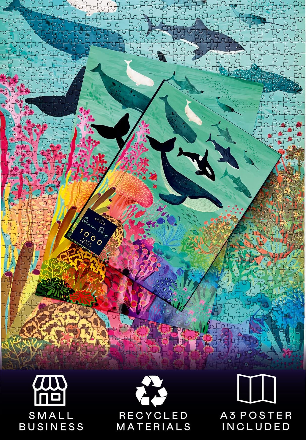 Elena Essex Puzzles for Adults 1000 Pieces - Ocean Deep/Jigsaw Puzzles 1000 Pieces for Adults / 1000 Piece Puzzle/Cool Whale Shark Coral Reef Puzzle/Puzzle Size 20 x 28 inches Elena Essex