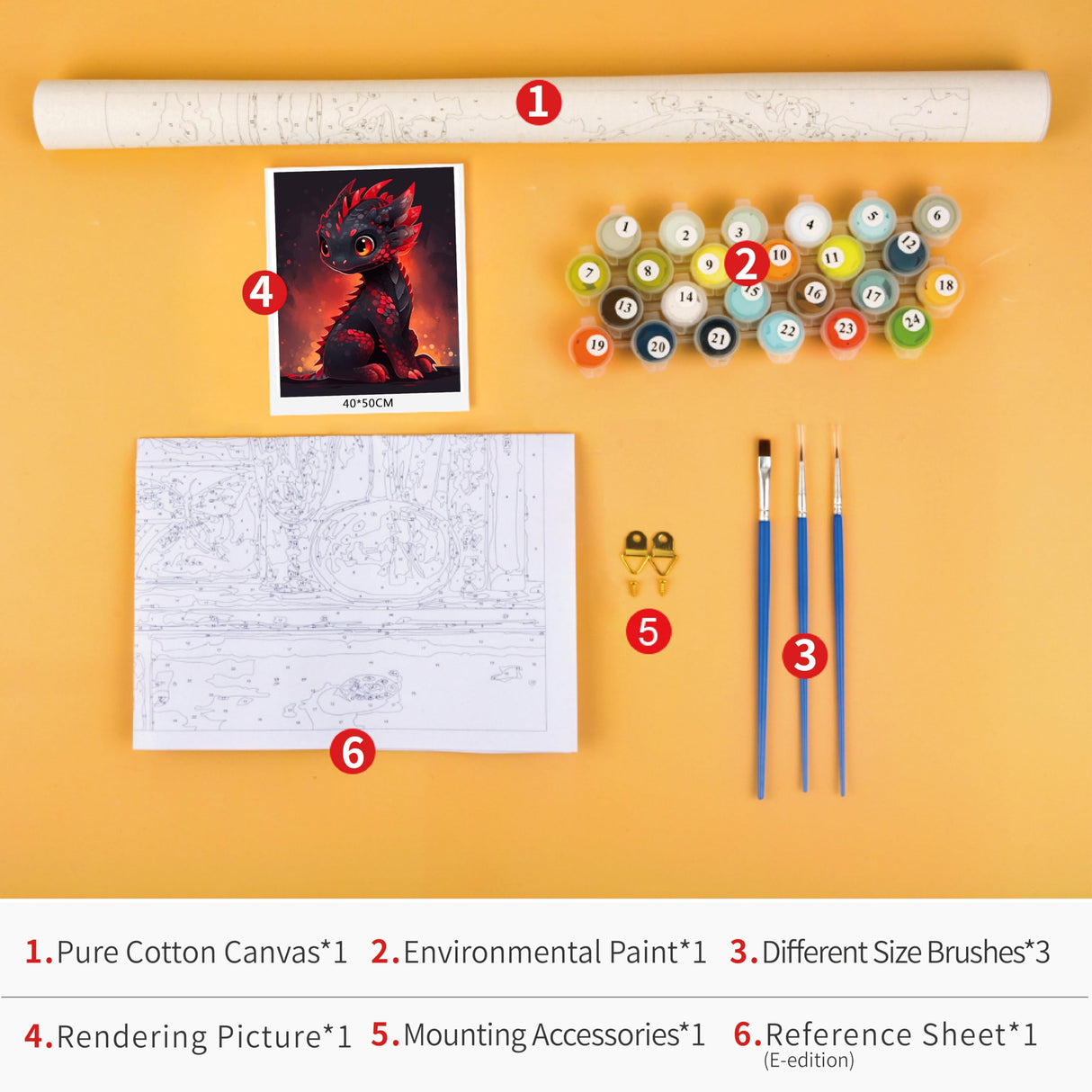 TUMOVO Cute Little Baby Dragon Paint by Numbers Kit, 16x20 Inch Acrylic Painting Arts and Craft for Kid & Adult TUMOVO