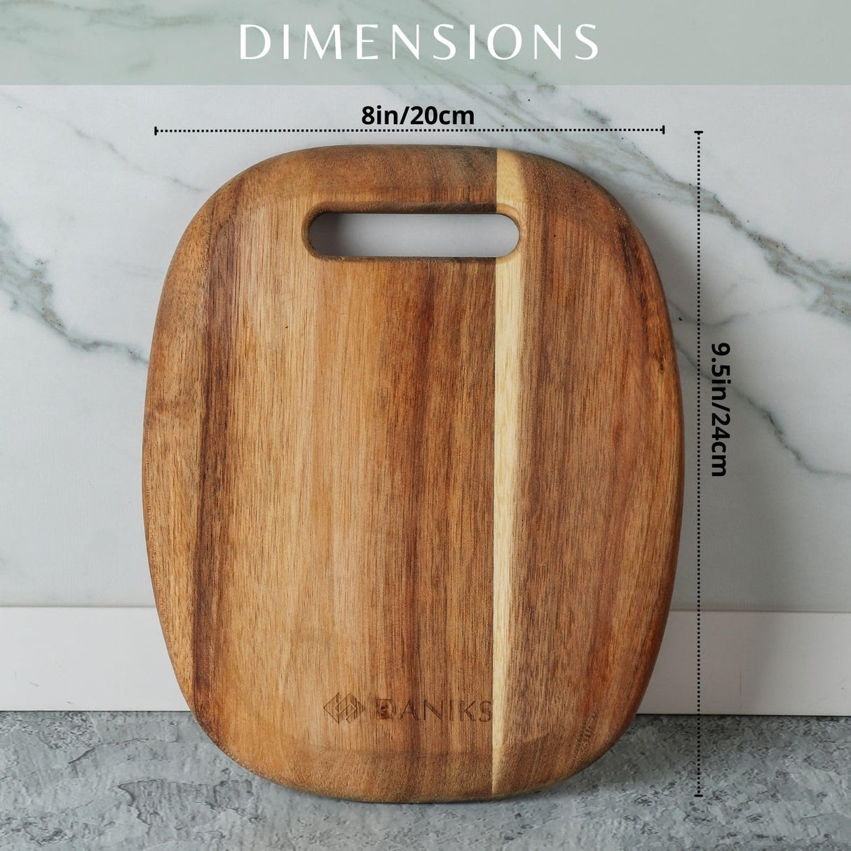 Daniks Acacia Wooden Cutting Board | 9.5x8" | Wood Board Serving Tray | Charcuterie Board | Chopping Boards for Bread, Meat, Fruit, Cheese | Carving Board Daniks