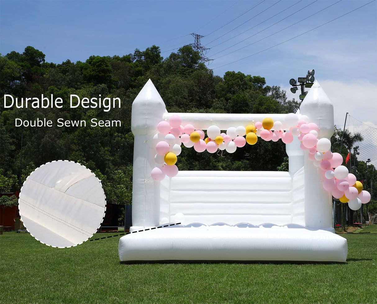 White Bounce House for Kid Adult Commercial -(100% PVC),(750w Blower), Large Inflatable Bouncy Castle for Wedding, Birthday Party Decor,13.5x11.5x10FT Inflantteble