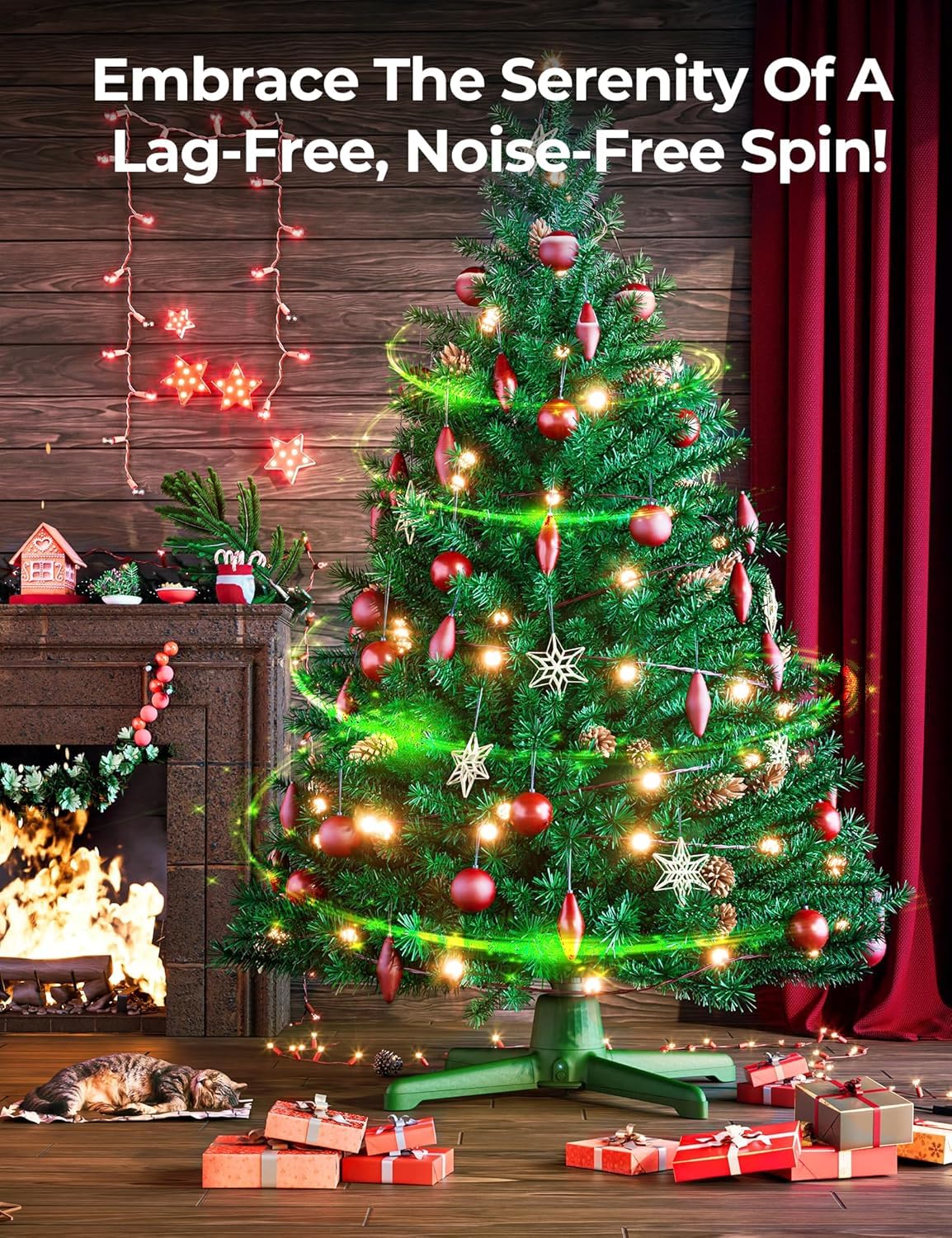 Springlift 2024 Upgrade Rotating Christmas Tree Stand, UL Certified Artificial Tree Stands with Remote Control for Up to 7.5ft 90lb Tree, Durable 3 Light Outputs with Up to 625 Watts of Power Springlift