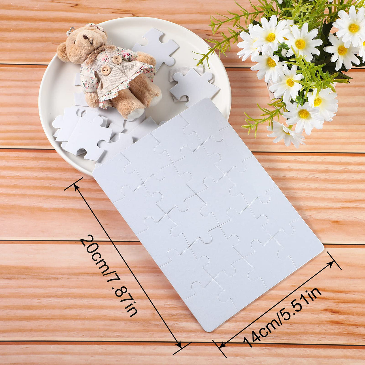 13 Sheets Blank Puzzles Blank White Jigsaw Puzzles Sublimation Puzzle Craft for Boys Girls Decoration, DIY Invite, Photo Heat Transfer, 20 Pieces, 7.87 x 5.51 Inch Gejoy