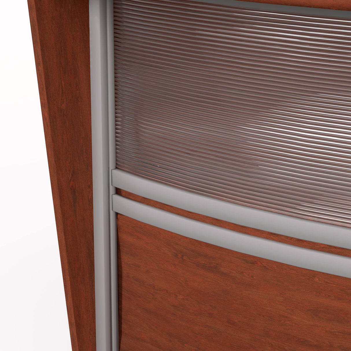 Romig Marque Plexi Single-Unit Reception Curved Desk Workstation “72W x 32D” - Cherry Romig