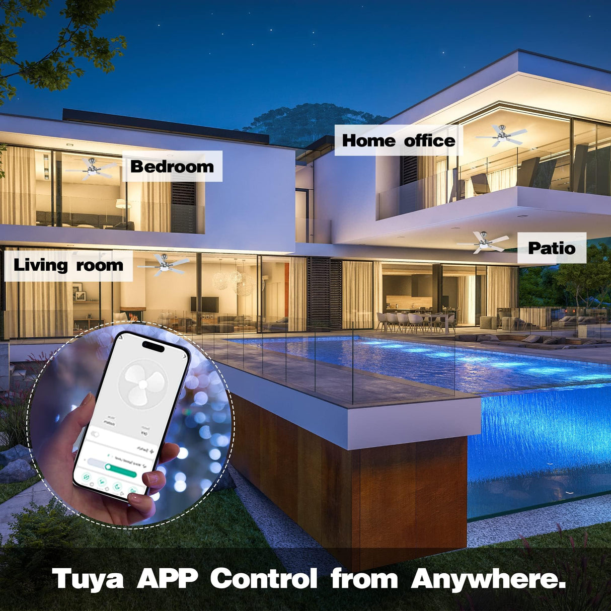 cumilo 52” Smart Outdoor Ceiling Fans LED Lights and Remote,Quiet DC Motor,6 Speed,Dimmable,Indoor Modern Brushed Nickel Ceiling Fan Controlled by WIFI Alexa App,Gray Silver Wood Bedroom Patio Porch cumilo