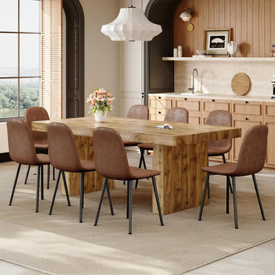 Ganooly Dining Table Set for 8, 78.7" Large Wood Dinner Set for 8 with Faux Leather Chairs, 8 Seater Modern Dining Room Table Sets for Kitchen, Farmhouse