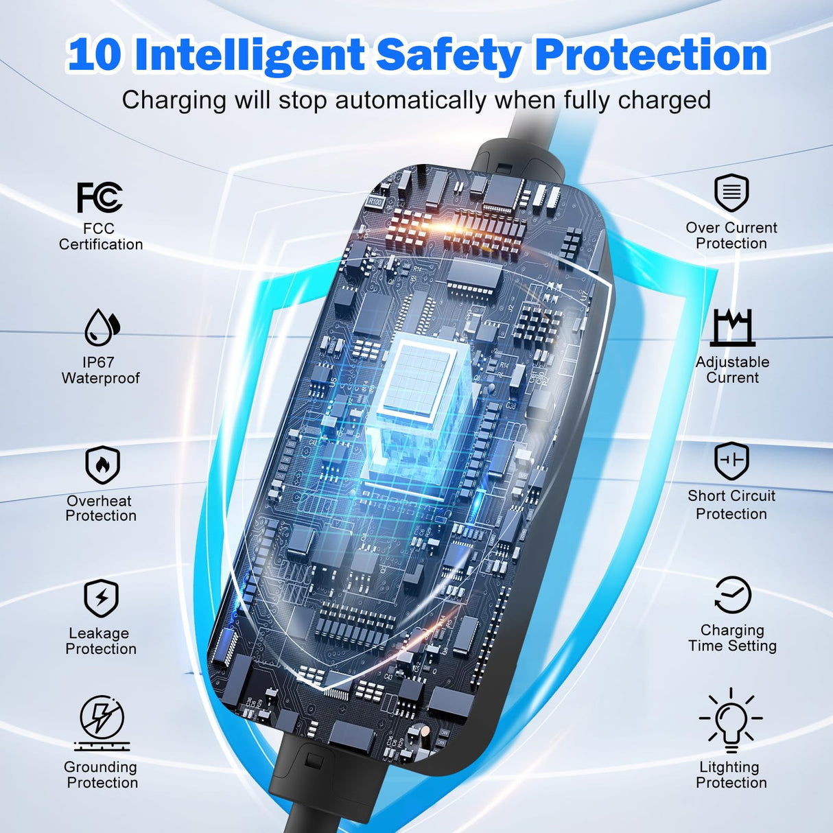 SubSun Portable Level 2 EV Charger 40Amp 240V Electric Car Charger for All J1772 EVs Includes Chevy Volt Bolt and Nissan Leaf, 25FT EV Charging Cable with NEMA 14-50 Plug for Home Travel SubSun