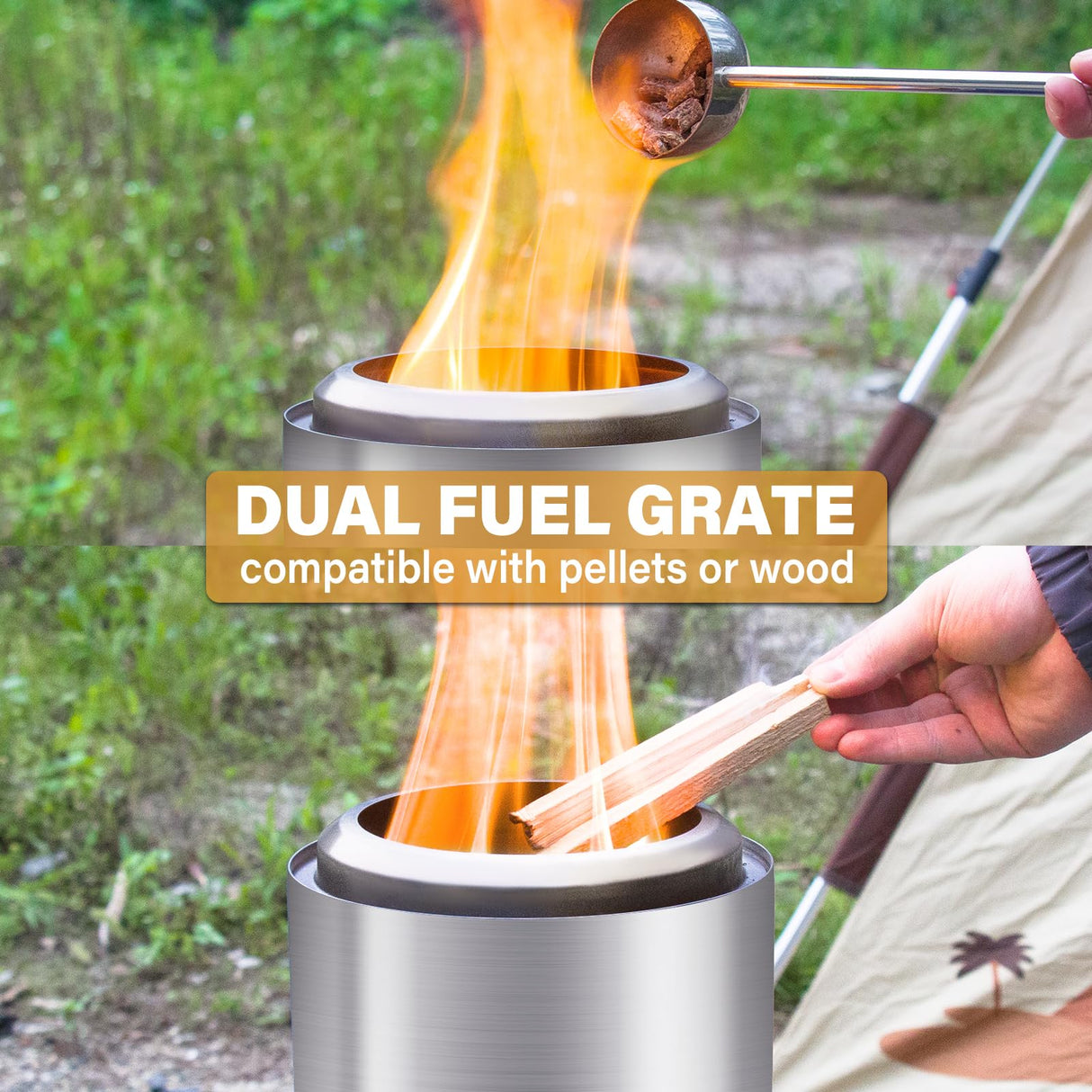 HGD Tabletop Fire Pit, Smokeless Firepit Outdoor, Mini Fire Pit for with Carry Bag for Camping Backyard Patio Garden Picnic,Silver HGD