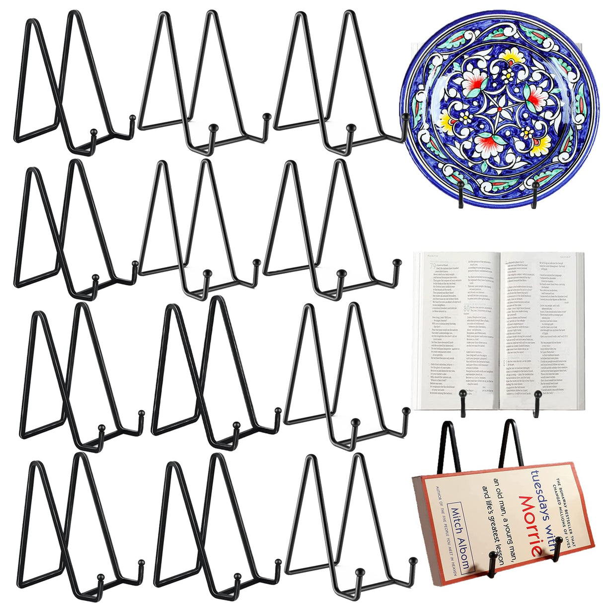 12 Pack 6"Plate Stands for Display,Metal Plate Holders Display Stands Can Be Used for Picture Stands,Book Stands for Display,Plate Display Stands,Easel,Photo Frame Stands,Plaque Stands,Desktop Stand. Birity