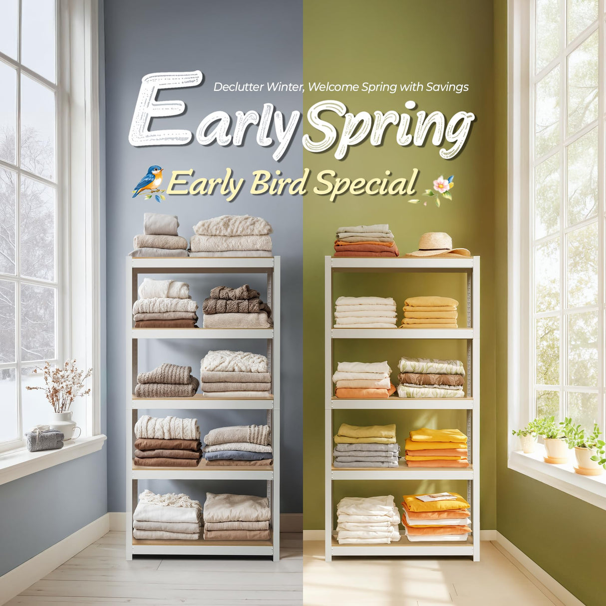 HOMEDANT House 5-Tier Laminated Boltless Metal Shelving Unit Adjustable Storage Utility Rack Heavy Duty Shelves Organization Multipurpose Shelf Kitchen Garage Pantry Closet 1Pack HOMEDANT