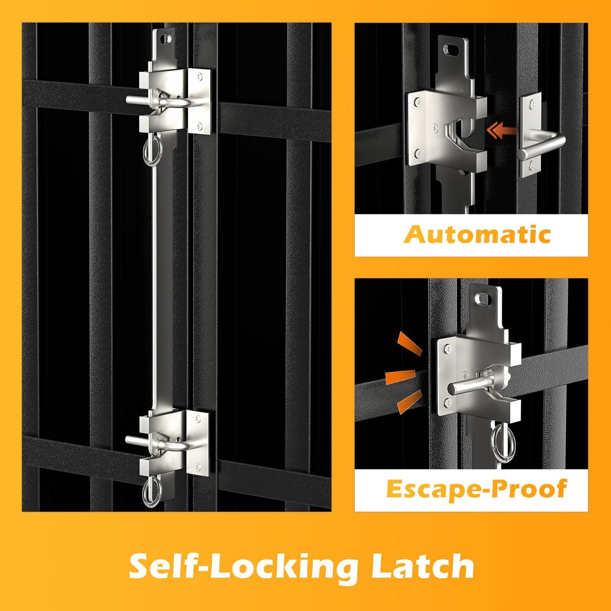 REXWELTEN 48 inch Heavy Duty Dog Crate with Self-Locking Latch, Indestructible Large Steel Kennel with Enclosed Design, Escape-Proof and Chew-Proof Pet Cage for High Anxiety Dogs Rexwelten