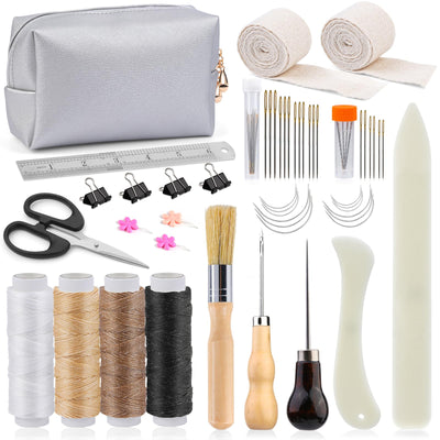 Jupean Bookbinding Kit - Beginner's Book Binding Materials & Tools with Bone Folder, Book Binding Awl, Webbing Strap, Storage Box