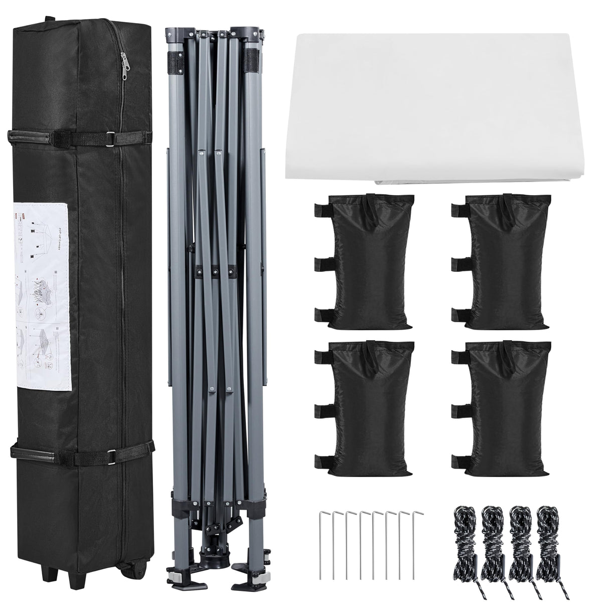 Yaheetech 10x10 1-Person Setup Pop Up Canopy Tent, Instant Portable Commercial Canopy Tent, Outdoor Gazebo with 1-Button Push, Wheeled Bag & 4 Sandbags for Home, Party & Outdoor Activities, White Yaheetech