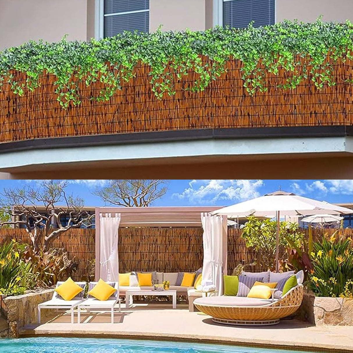 Natural Reed Fence, 2FT 3FT 4FT 5FT 6FT X 16.4FT Bamboo Fencing Privacy Reed Screening, for Backyard Garden Fencing Divider, Privacy Screen Panel(H0.61xL4m/H2xL13ft) VRVTDYDCL