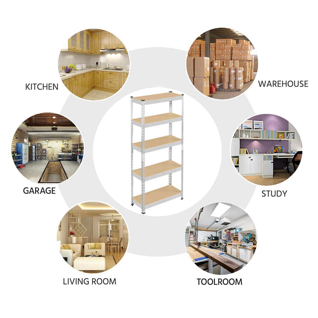 Yaheetech Storage Shelves 5 Tier Garage Shelving Heavy Duty Garage Shelves Adjustable Metal Shelving Unit Utility Rack Industrial Shelving for Warehouse Pantry Closet, 27.5"W x 12"D x 60"H, Silver Yaheetech