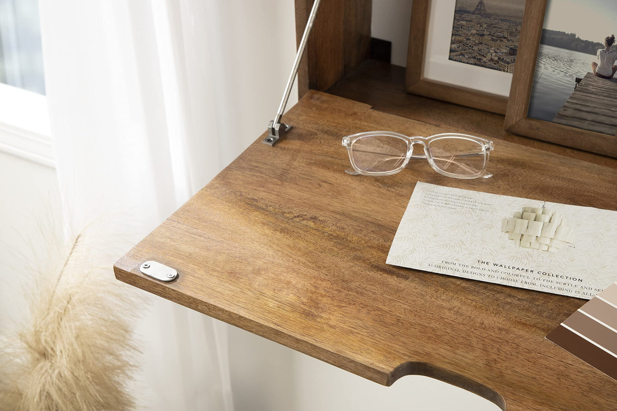 Kate and Laurel Georgie Natural Wood, Bohemian Computer Home Office with Folding DesignWall Hanging Desk, 26x6x30 Kate and Laurel