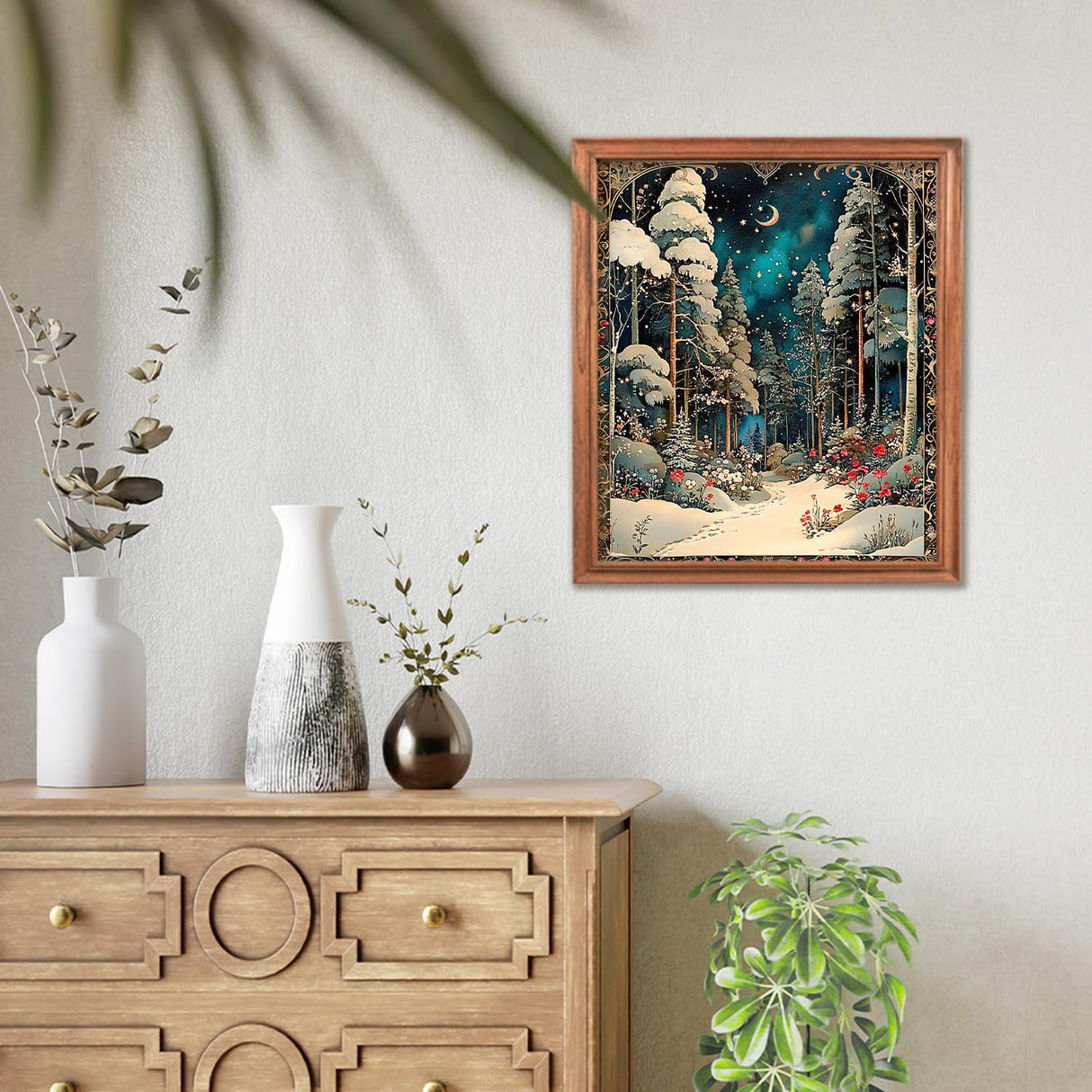 RLTXBUK Christmas Enchanted Forest Diamond Art Kits, Magical Winter Forest Xmas Holiday Gem Diamond Painting Art Kits for Adults Kids Beginners, Christmas Home Room Decor 9.8x11.8 Inch RLTXBUK