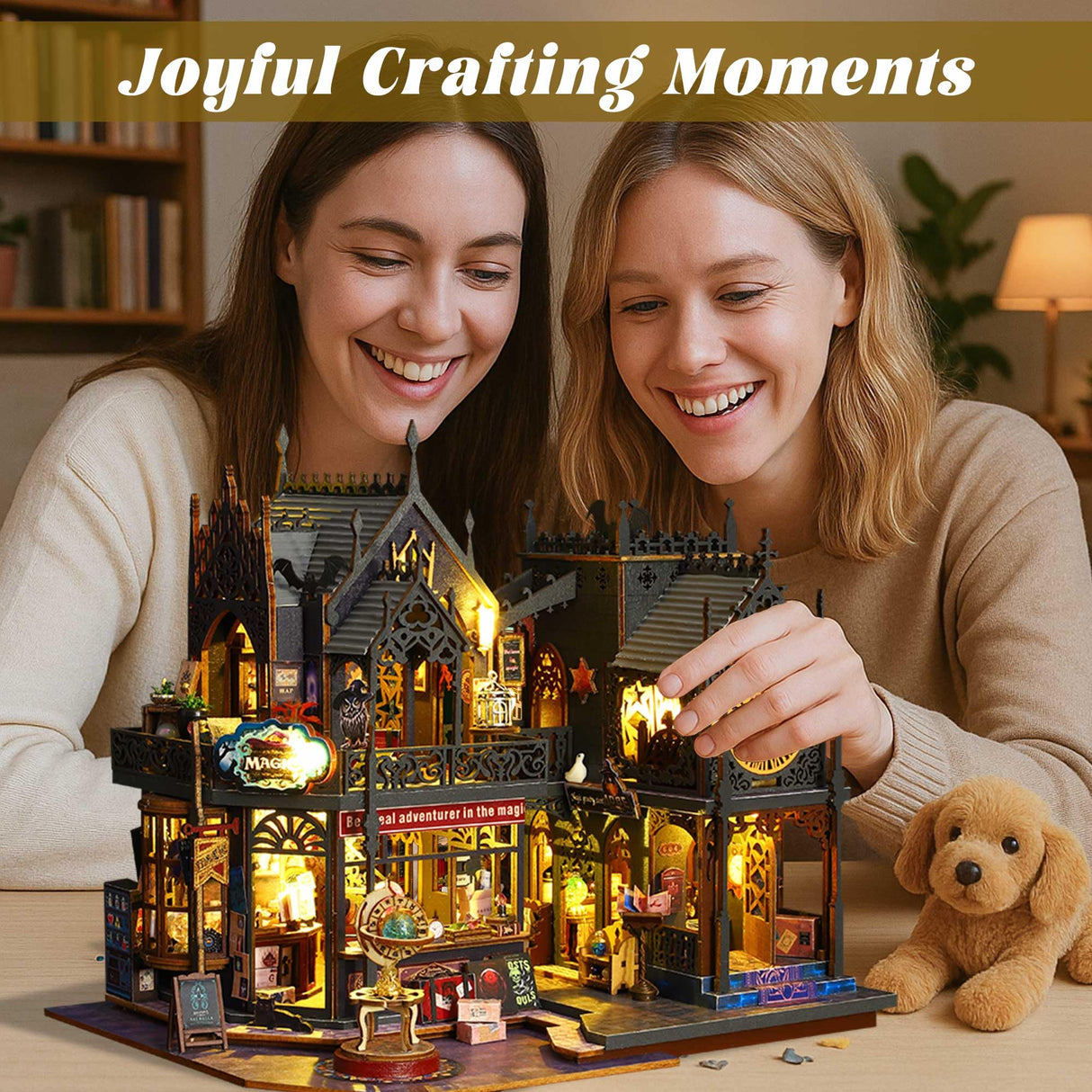 Flever Dollhouse Miniature DIY House Kit Creative Room with Furniture for Romantic Artwork Gift (Holo Magic City) Flever