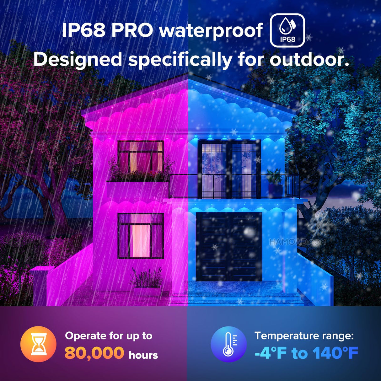 Cuiwos 300ft Permanent Outdoor Lights Pro,Phone App & Remote, RGB Eternity Eaves Lights IP68 Waterproof, House Roof Outdoor String Light Cuiwos
