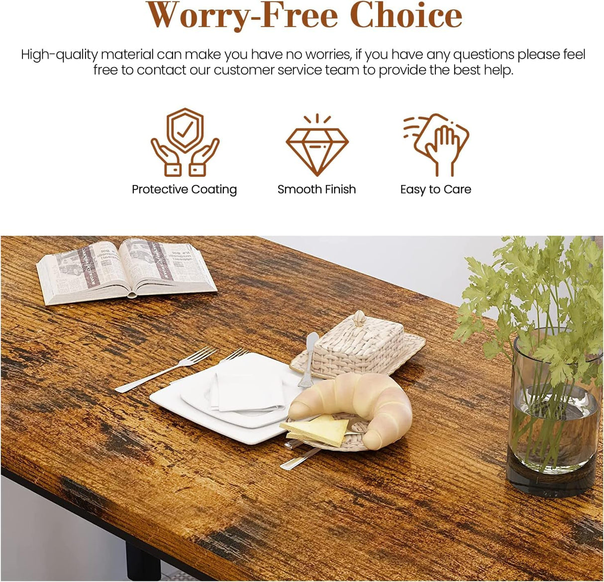 Recaceik Dining Table Set for 4, Kitchen Table Set with 2 Benches, 3 Piece Dining Room Table Set, Modern Wood Kitchen Table and Chairs for Small Spaces, Kitchen,Dining Room, Restaurant, Rustic Brown Recaceik