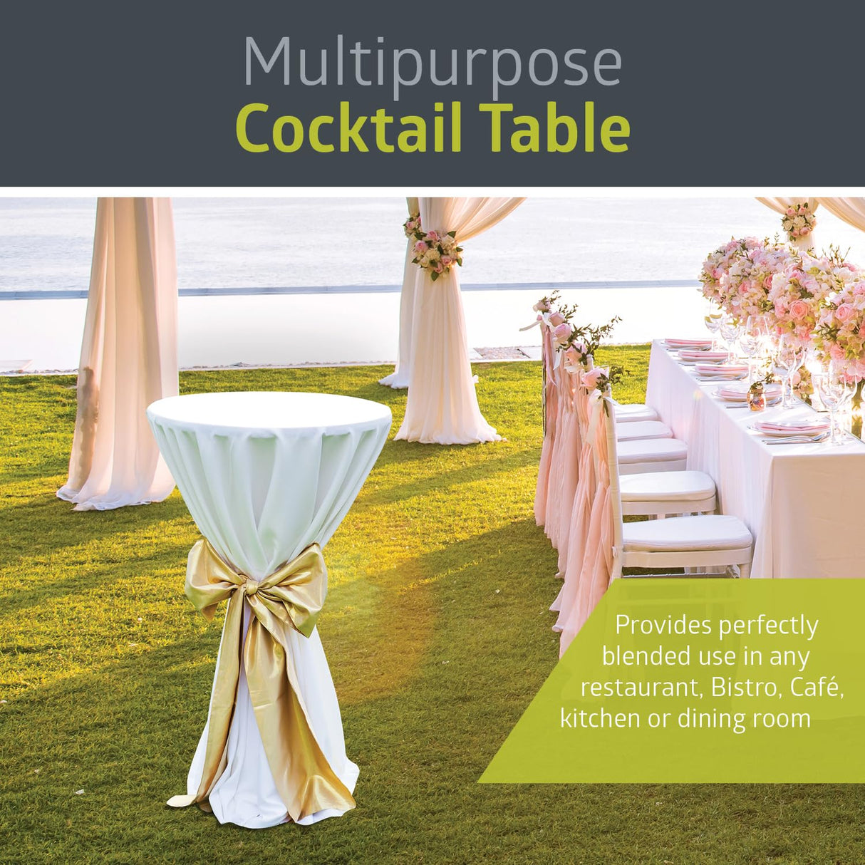 Pearington Santina, Single Round Cocktail Bar, Pub, and Bistro High Top Table with Black Top and Base Pearington