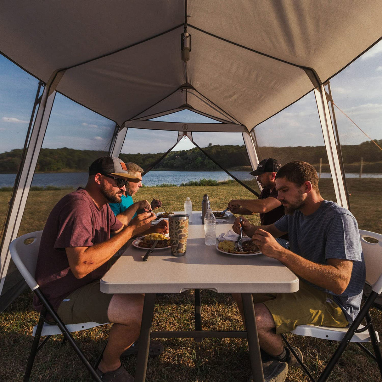 Bushnell Screenhouse with Instant Setup Technology | 14' x 10' Large Size with Extended Eaves Poles to Maximize Space For Camping & Hiking, For 8 Person Bushnell