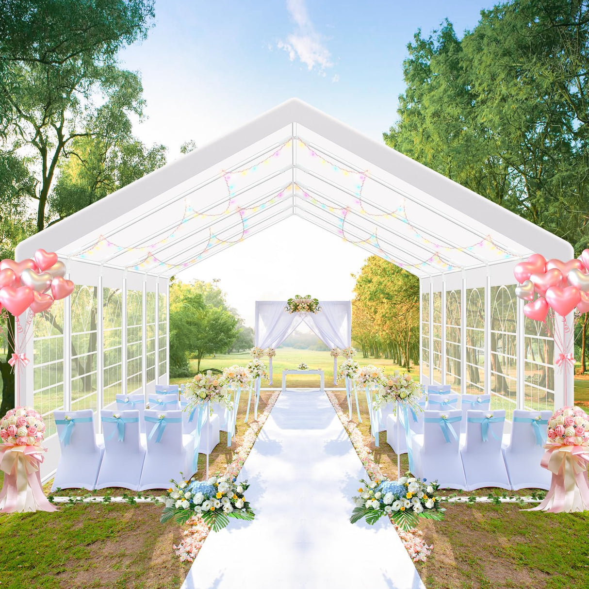 COBIZI Party Tents 20x40 Heavy Duty Waterproof, Tents for Parties with 8 Removable Sidewalls & 4 Built-in Sandbag, Outdoor Wedding Large Tent, UV 50+, White COBIZI