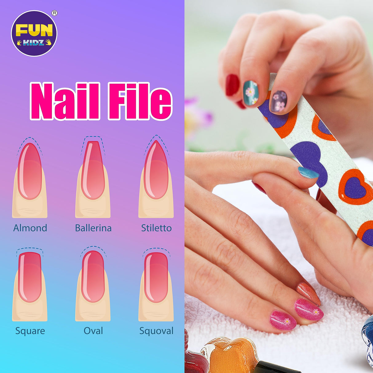 Kid Nail Art Kit for Girls, FunKidz Nail Studio Kits Size 17.91Wx12.4L with Peelable Nail Polish Nail Dryer Teens Makeup Mani Pedi Set Spa Party Gift FUN KIDZ