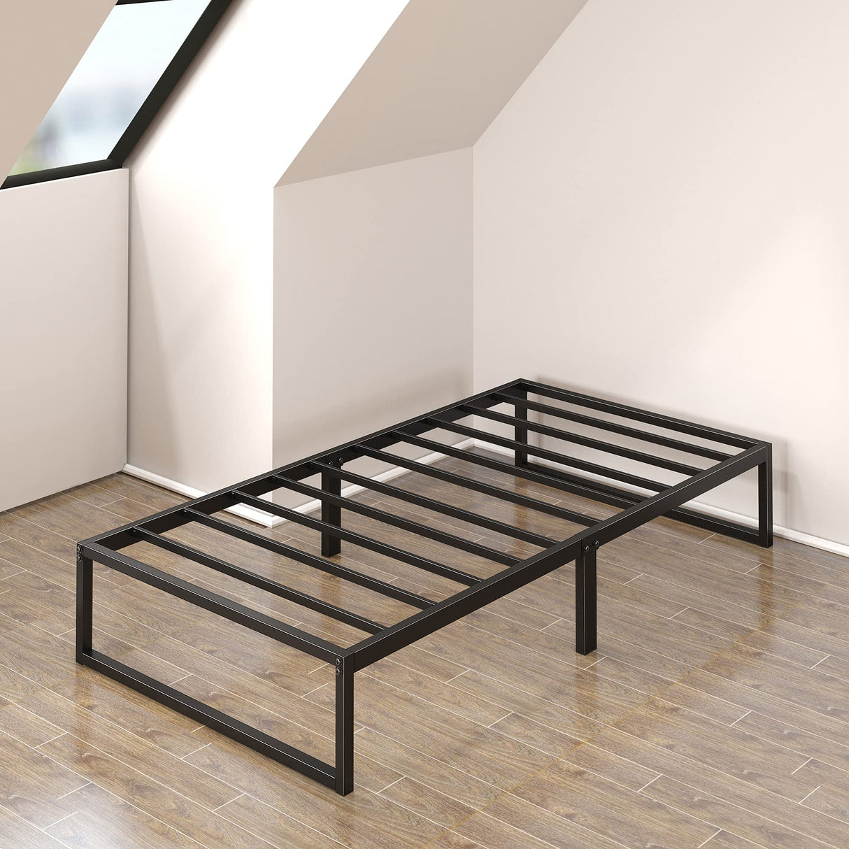 ZINUS 12 Inch Lorelei Metal Platform Bed Frame Mattress Foundation with Steel Slat Support, No Box Spring Needed, Easy Assembly, Twin, Black Zinus
