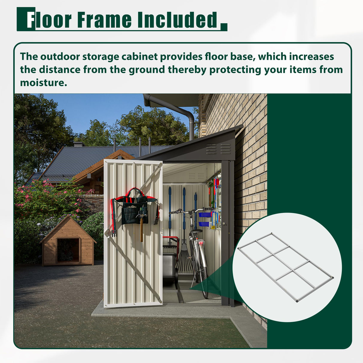 YOPTO 4x8 FT Outdoor Storage Shed,Lean to Metal Shed W/Floor Included,Garden Storage Shed W/Lockable Door,All Weather Waterproof Tool House W/ 2 Air Vents,for Backyard,Patio,Lawn,Garden,Black YOPTO