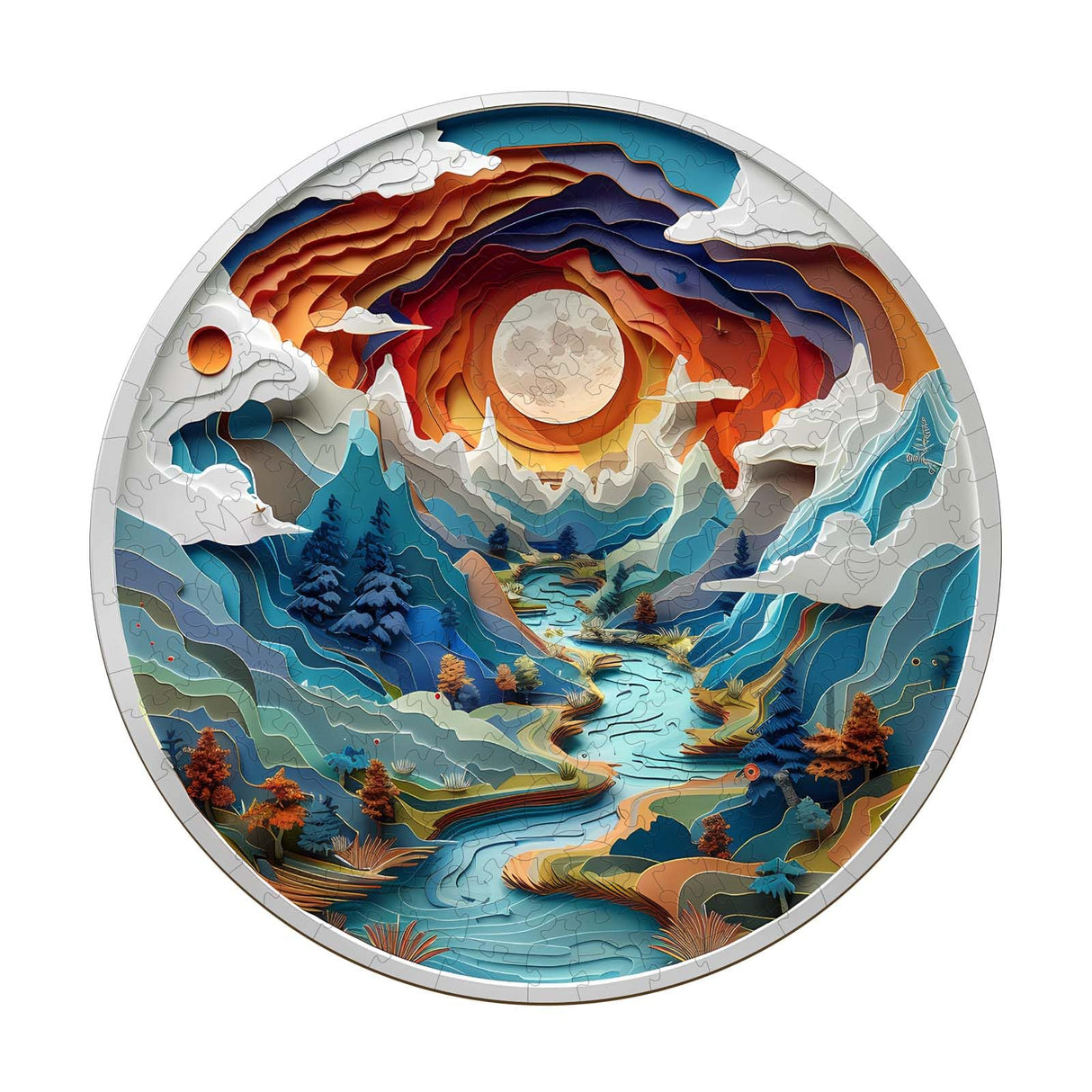 Wooden Puzzles for Adults, Wooden Cave Puzzles, Flat Puzzles with 3D Visual Effect When Completed, Christmas Birthday Gifts for Puzzle Lover, Wood Adult Puzzles (L-13.4 * 13.4in 300pcs) NABYSHOP