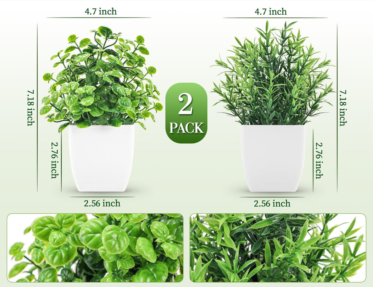 ZJIA 2 Pack Fake Plants Small Artificial Greenery Faux Plants Indoor for Home Farmhouse Bathroom Shelf Decor ZJIA