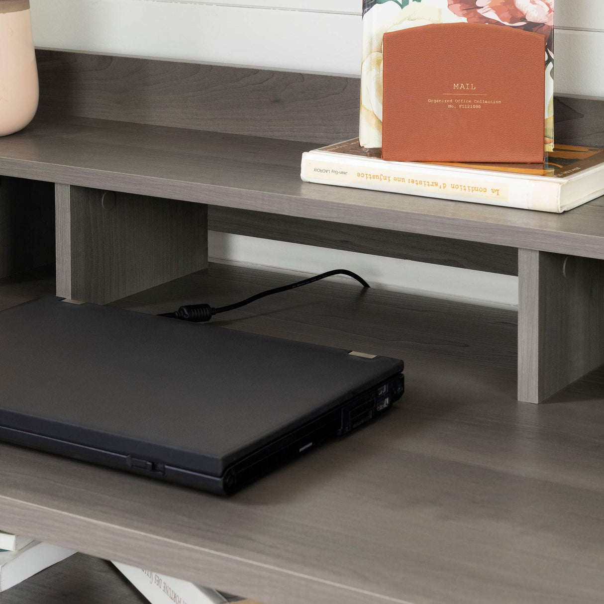 South Shore Versa Computer Desk with Hutch, Gray Maple South Shore