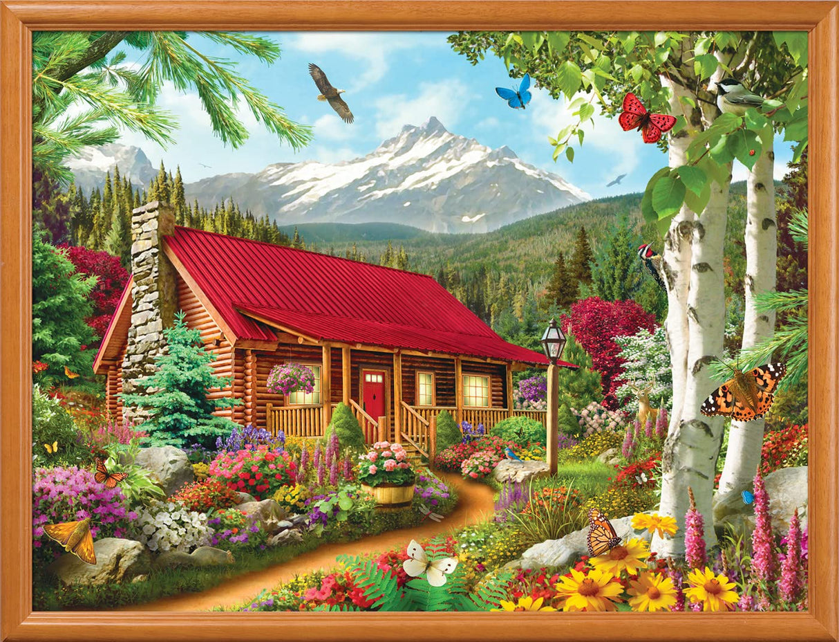 MasterPieces - 300 Piece Jigsaw Puzzle, Large EZ Grip Shapes, Mountain Hideaway, Fun for Adults, Seniors, Family, Kids, Non-Glare Finish, 18"x24" Masterpieces