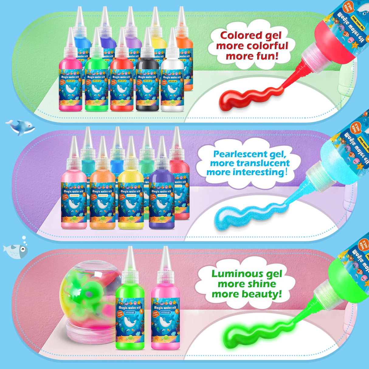 diagfile Magic Water Elf Toy Kit, Aqua Fairy Water Gel Kit for Kids, Squishy Maker with 20 DIY Models and 20 Colors, Magic Gel Water Pets Compatible with Boys & Girls Gift Aged 3+ diagfile