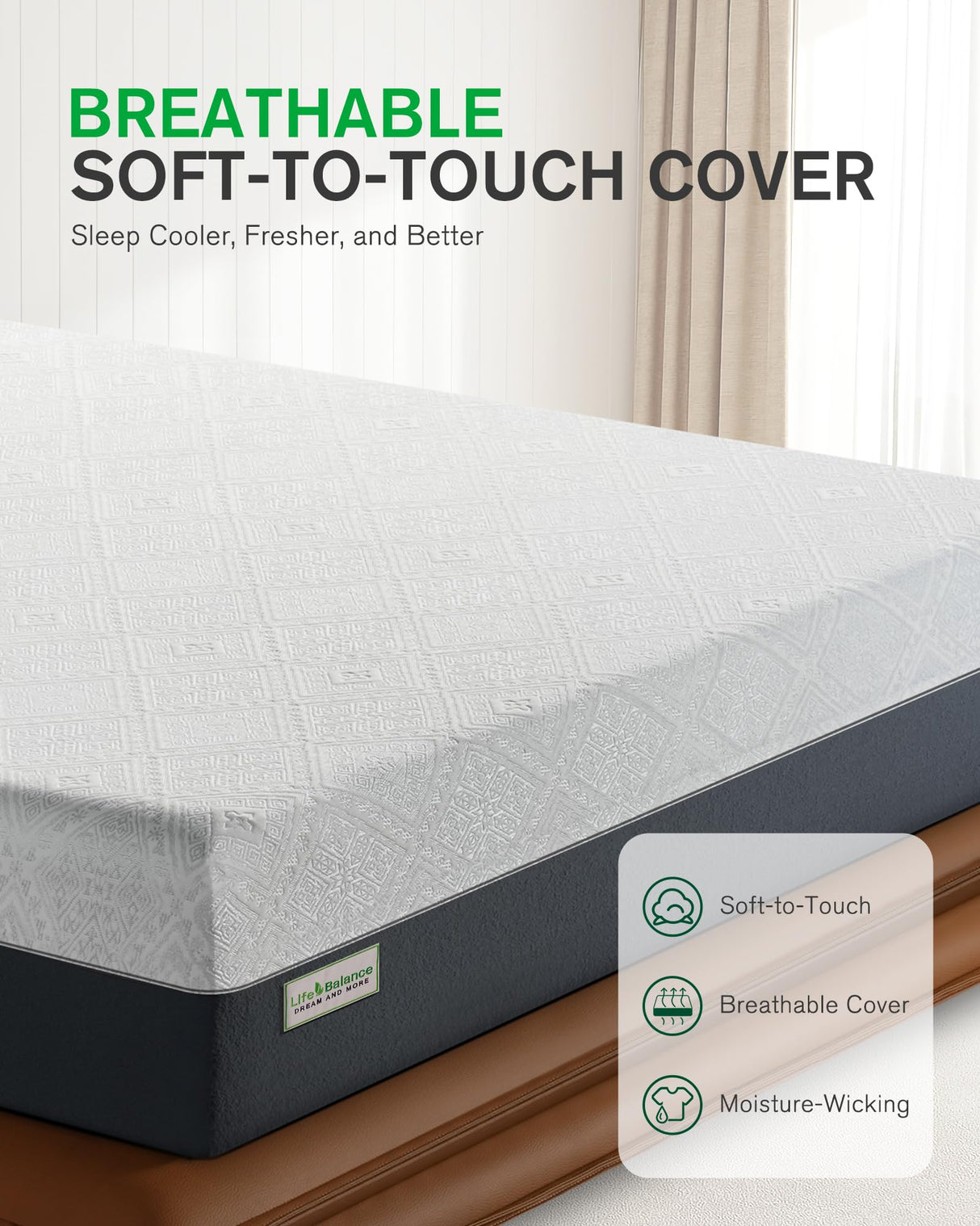 Life Balance 8 Inch Queen Size Mattress, Cooling Gel Memory Foam Mattress in a Box, Made in USA Queen Mattresses, Motion Isolation, Pressure Relief, Medium Firm, CertiPUR-US Certified, CY-8-Q Life Balance