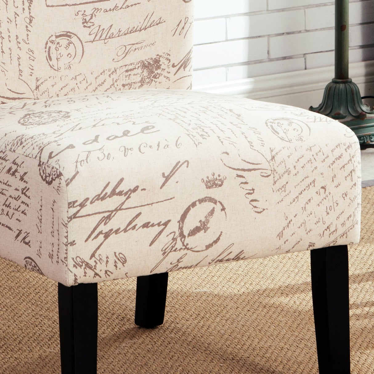 Roundhill Furniture Capa Print Fabric Armless Contemporary Accent Chair, Script Roundhill Furniture