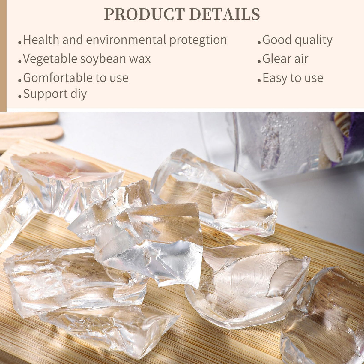 Sel Natural 4.4 lb Gel Wax for Candle Making Clear High Density Jelly Candle Wax with 100 Wick, 100 Wick Stickers and 10 Dye for DIY Project Making Supplies Sel Natural