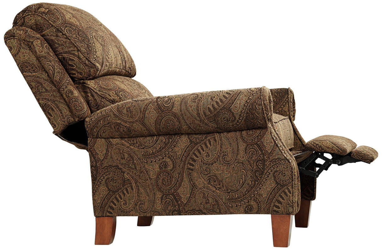 Kensington Hill Beaumont Warm Brown Paisley Patterned Recliner Chair Traditional Armchair Comfortable Push Manual Reclining Footrest Adjustable for Bedroom Living Room Reading Home Relax Office Kensington Hill