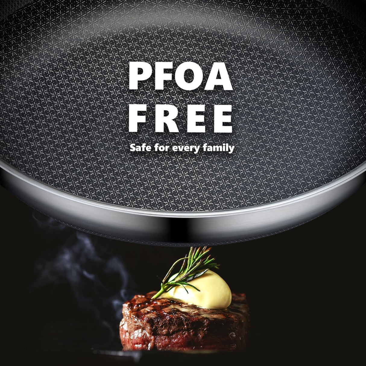 OATOFP Non Stick Frying Pans Set, Hybrid Pans Set Nonstick (8+10+12inch),Pan for cooking, PFOA Free Kitchen set, Dishwasher and Oven-Safe Cookware Sets, Induction Compatible Stainless Steel Skillets OATOFP