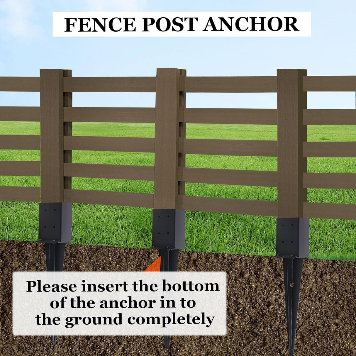 4 Pcs 4"x4" Fence Post Anchor,(Inner Size 3.6"x3.6") Heavy Duty Fence Post Anchor Ground Spike 22" with Black Powder-Coated Outdoor Support Deck,Fence,Porch,Railing,Mailbox.. XIHUWZ